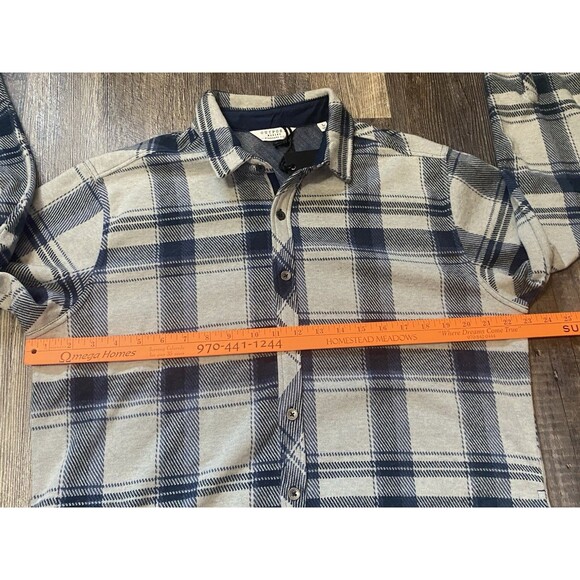 NWT Outpost Makers x Buckle Heavy Flannel Shirt Snap Front Blue Plaid Mens Large - Picture 10 of 11